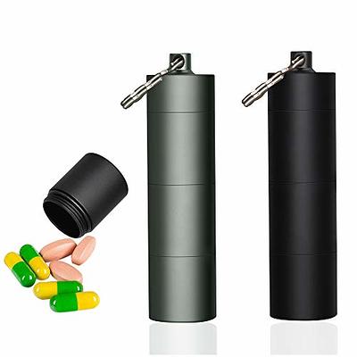 Small Portable Pill Box Keychain (3 Pack), Aluminium Alloy Mini Pill  Organizer Case Container for Purse,Waterproof Metal Pill Holder Medicine  Bottle for Outdoor Camping Travel(Black+Silver+Red)