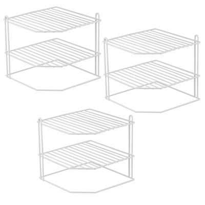  Home Basics Corner Rack, White, Vinyl Coated Steel