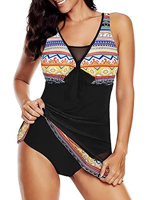 American Trends Womens One Piece Swimsuit Tummy Control Mesh Plus