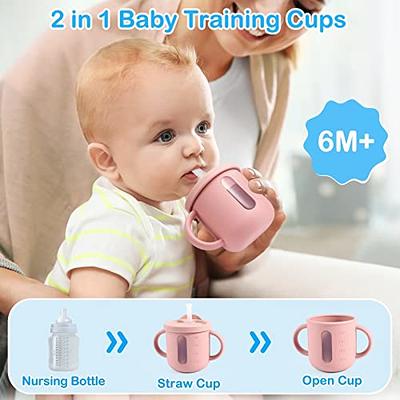 Silicone Sippy Cup Silicone Straw Cups for Toddlers Baby Straw Cup Silicone  Sippy Cups for Baby 6 Months (Blush)