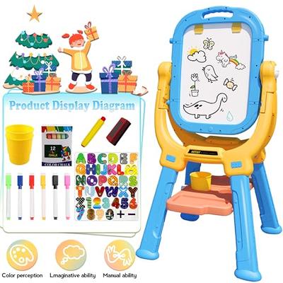 Rundad Kids Easel Including 100+ Accessories, Double Sided Wooden Ease