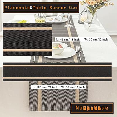 PIGCHCY Placemats,Washable Vinyl Woven Table Mats,Elegant Placemats for  Dining Table Set of 4(Black)