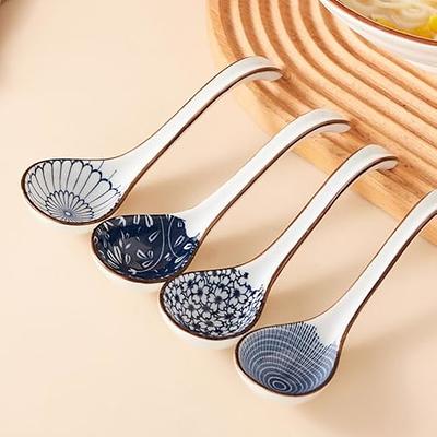 Japanese Porridge Spoon Soup Ladle Wooden Eating Rice Noodle Pasta