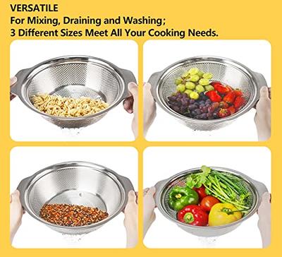 4-1 Colander with Mixing Bowl Set - Strainers for Kitchen, Food Strainers  and Colanders, Pasta Strainer, Rice Strainer, Fruit Cleaner, Veggie Wash