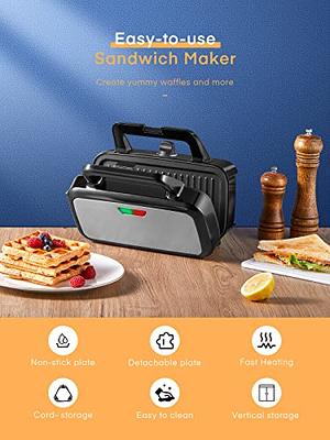HOUSNAT 3 in 1 Sandwich Maker, Waffle Maker with Removable Plates, 1200W  Panini Press with Interchangeable Non-Stick Plates, Indicator Lights,  5-gear Temperature Control, Silver/Black - Yahoo Shopping