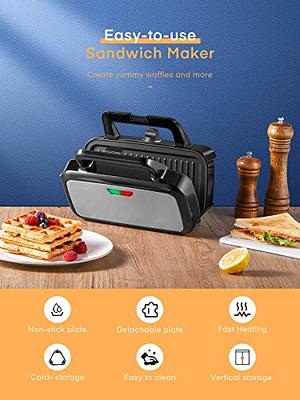 HOUSNAT 3 in 1 Sandwich Maker, Waffle Maker with Removable Plates, 1200W Panini  Press with Interchangeable Non-Stick Plates, Indicator Lights, 5-gear  Temperature Control, Silver/Black - Yahoo Shopping