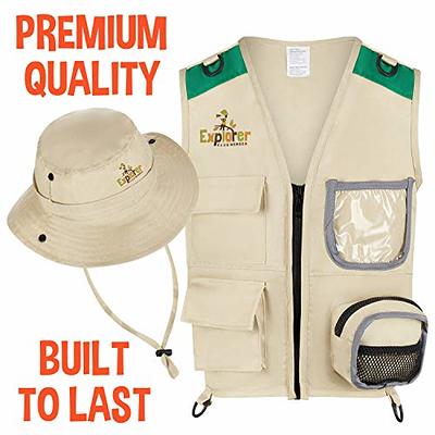 Cargo Vest and Hat Set - Kids Outdoor Adventure Vest, for Boys and