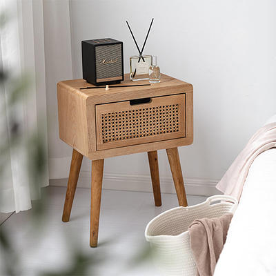 Desktop Storage Cabinet - Wood - Glass - 2 Drawers - Vintage - ApolloBox