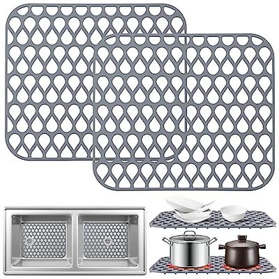 Under Sink Mats for Kitchen Waterproof Mat with Sink Tray with Drain Hole  Grey