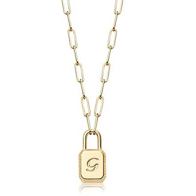 14K Gold Padlock Initial Necklace