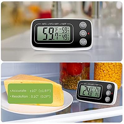 Meterk Digital Fridge Thermometer with Alarm and Max Min Temperature Easy  to Read LCD Display Digital Refrigerator Freezer Thermometer for Indoor