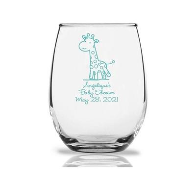 Set Of 12 Personalized 9Oz Cute Baby Giraffe Design Stemless Wine Glasses  ++ Shower Favor + Minimum Qty 2 Sets - Yahoo Shopping