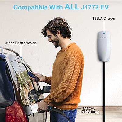 VEVOR Tesla to J1772 Charging Adapter, Max 48 Amp 240V, J1772 EVS Charger Adapter, with IP65 Storage Bag Anti-drop Lock, for Tesla High Powered Wall