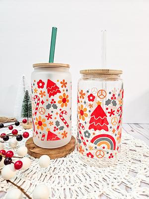 Christmas Gnome 16oz Frosted Glass Cup, Iced Coffee Cup, Winter