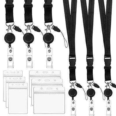 Heavy Duty Metal Retractable Badge Holder Reel with Belt Clip Key Ring Waterproof Vertical Clear ID Card Holder and PU Leather Badge Holder