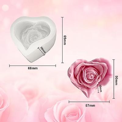 Rose Flower Heart Candle Molds Valentine's Day Cylinder Resin