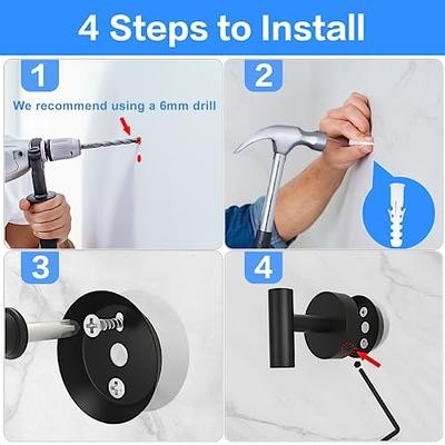 Budding Joy Adhesive Hooks Heavy Duty Stick on Wall Towel Door Waterproof Stainless Steel Holders for Hanging Clothes Bathroom Hook 4 Pack