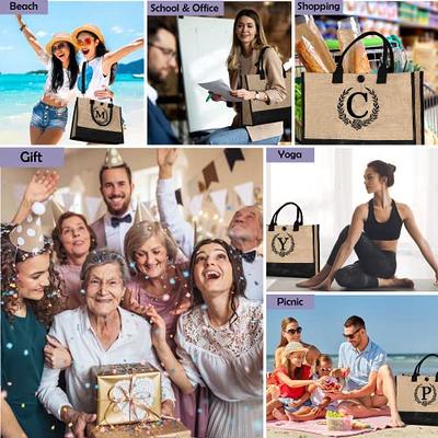  QLOVEA Canvas Beach Tote Bag Womens Birthday Gifts