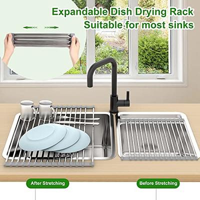 Dish Drying Rack - Expandable - Large Stainless Steel White