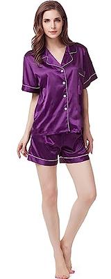 Womens Silk Satin Pajamas Set Two-Piece Sleepwear Loungewear