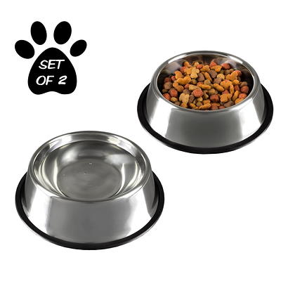 Gorilla Grip Stainless Steel Metal Dog Bowl Set of 2, 8 Cups, Rubber Base,  Heavy Duty, Rust Resistant, Food Grade BPA Free, Less Sliding, Quiet Pet