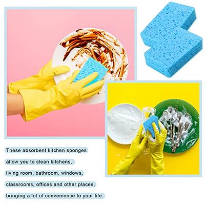 Fikoksol 4pcs Damp Dusting Sponge Yellow, Household Clean Sponges