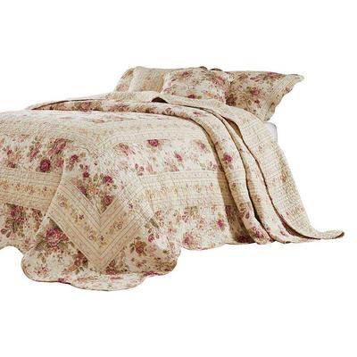 Vintage Inspired Floral Bedding Set / Brown + Beige