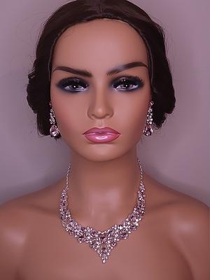 Swarovski Crystal Pink Floral Vine Necklace Set