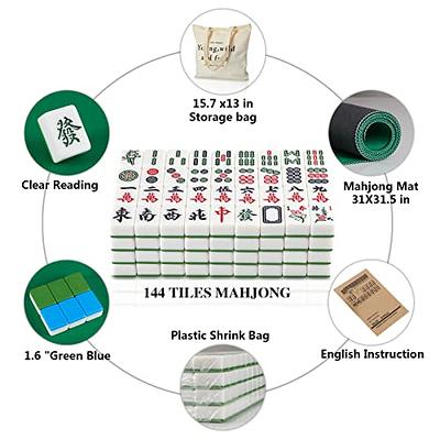  YINIUREN 1.6-inch Chinese Mahjong Set Large Mahjong