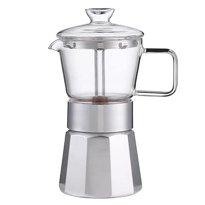 Moka Induction Stovetop Espresso Maker,Glass-Top & Stainless Steel Espresso  Moka Pot,Classic Italian Coffee Maker, 240Ml