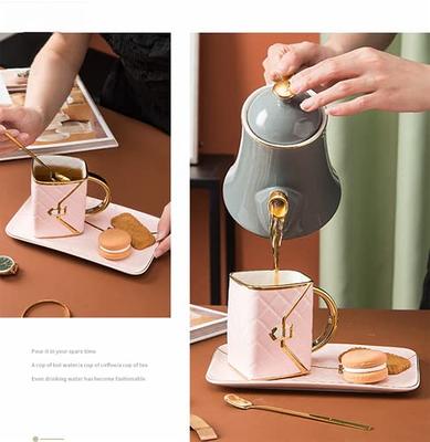 LV Louis Vuitton ceramic white gold mini tea cup espresso saucer