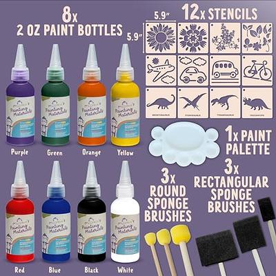 Creative Deco Washable Kids Poster Paint Set | 0.68 oz / 20 ml x 12 Pots +  2 Brushes | Children Toddlers Safe & Non-Toxic Tempera Finger Paints 