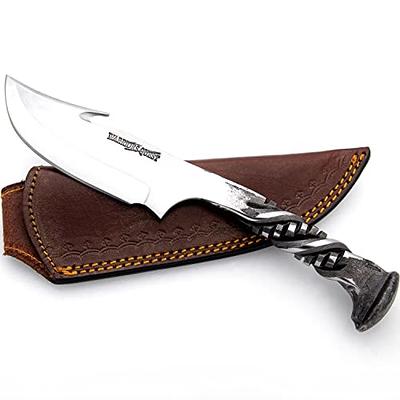 Rail Steel Hand Forged Hunting Fishing Knife with Fancy Sheath