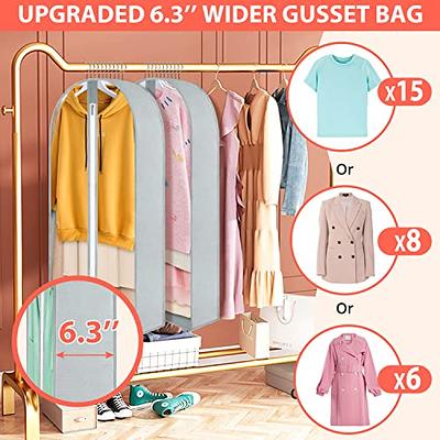 Garment Bags, Clear Moth Proof Suits Cover for Hanging Clothes Closet Storage Travel, Plastic Protector for Coat, Jacket, Sweater, Shirts, 23.6 inch x