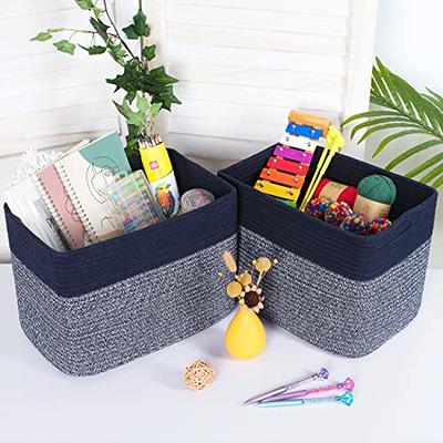 Seagrass Storage Baskets with Labels, 10.5x9x7.5in Wicker Storage Basket,  Storage Baskets for Shelves Set of 3, Pantry Baskets Organization,Kitchen