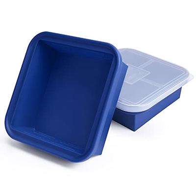 Silicone Freezing Tray with Lid, Large Ice Cube Tray Non-stick Soup Freezer  Container with 4 Compartments for Storing and Freezing Soups, Broths