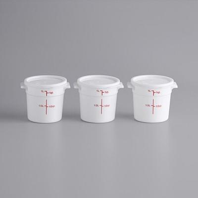 Vigor 12, 18, and 22 Qt. White Round Polypropylene Food Storage Container  Lid