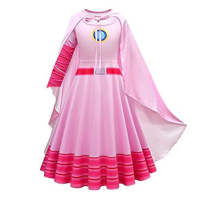 WISHTEN Princess Peach Costume for Adults,Princess Peach Dress for Women,  Halloween Costume Dress Up Outfit with Accessories