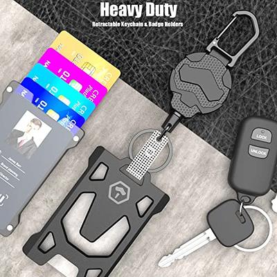 MNGARISTA Retractable Badge Holder and Heavy Duty Badge Keychain with Belt  Clip, 31.5 Cord, 9oz Retraction, Tactical ID Card Holder with Retractable