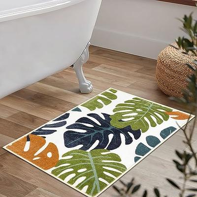 Leaves Bathroom Runner Rug 24X60 Non Slip Long Bathroom Rugs Green Extra  NEW