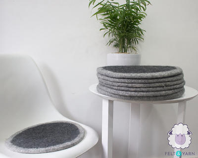 35cm Wool Felted Seat Pad, Round Thick Chair Cushion For Felt Home