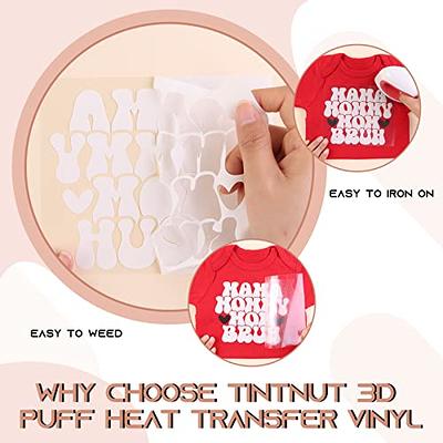 AHIJOY Puff Vinyl Heat Transfer White 3D Puffy HTV 10 x 6FT Puff