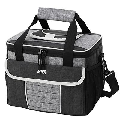 MIER Large Insulated Lunch Bag Cooler Tote Dual Compartment, Gray