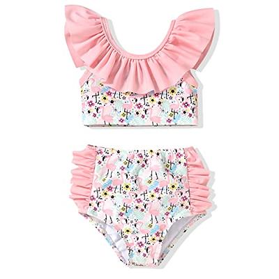 Infant Baby Girls Swimsuit Two Piece Bathing Suit Flamingo Print