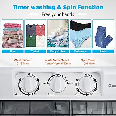  COSTWAY Portable Washing Machine, Twin Tub 26 Lbs Capacity, 18  Lbs Washer and 8 Lbs Spinner, Compact Washer with Control Knobs, Timer  Function, Drain Pump, Laundry washer for Apartment RV, Grey : Appliances