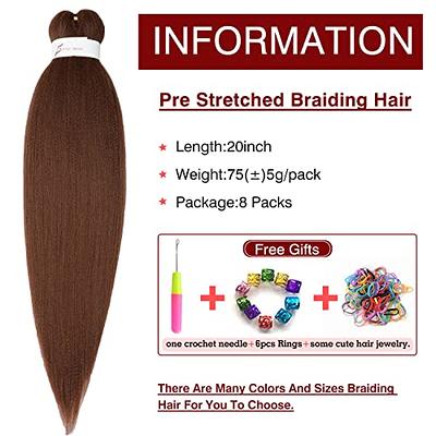 Difunee Pre stretched Braiding Hair 24 Inch 8 Packs Long Braiding Hair Pre  Stretched Hair For Braiding Hot Water Setting Synthetic Braiding Hair For