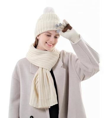 Hat Glove Scarf Set Women, 3 in 1 Beanie Hat and Scarf Winter Set