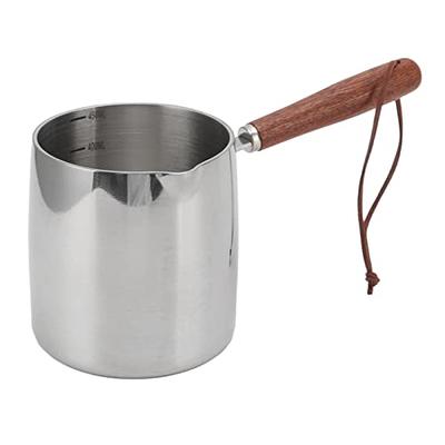 Wood Handle Oil Pot Melting Pot Stainless Steel Dual Pour Spout Small Pot
