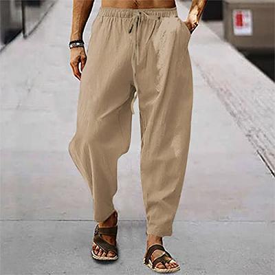 Men's Joggers Pants Casual Baggy Cotton Drawstring Tapered Sweatpants Cargo  Hippie Loose Fit Trousers with Multi-Pocket Black