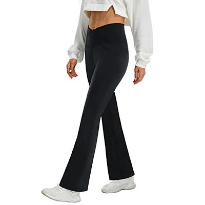 Women's Flared Crossover Yoga Pants Bootcut With Pockets,high Waisted  Leggings Wide Leg For Women Dress Work Pants